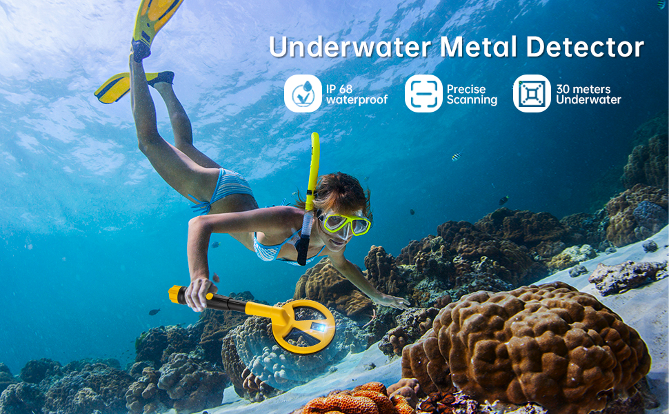 Handheld underwater metal detector, full waterproof precision locator,  adult and child metal detector, suitable for detecting coins, metals, -  KENTFAITH
