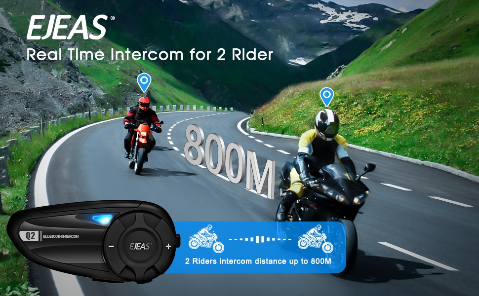 EJEAS Q2 Motorcycle Helmet Intercom Wireless Bluetooth 5.1 Interphone –  yolobuying