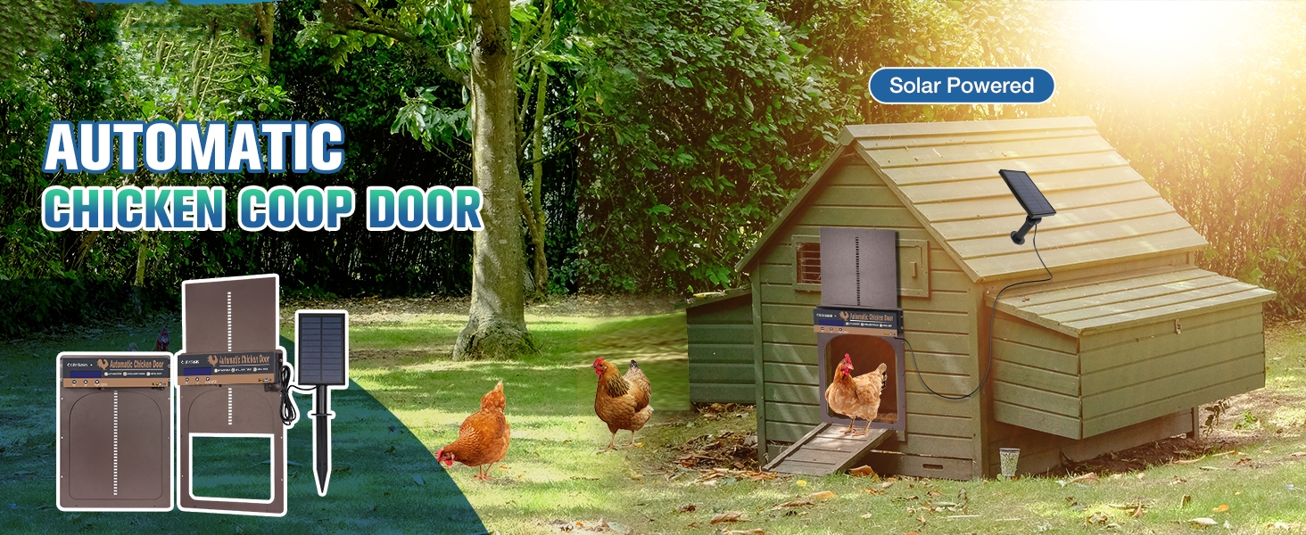 Automatic chicken coop door, solar powered chicken coop door, with