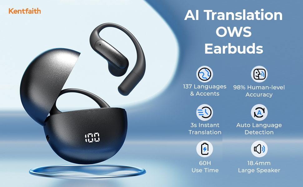 ECZHAW AI Translation Earbuds, Language Translator Earbuds Real Time, 2