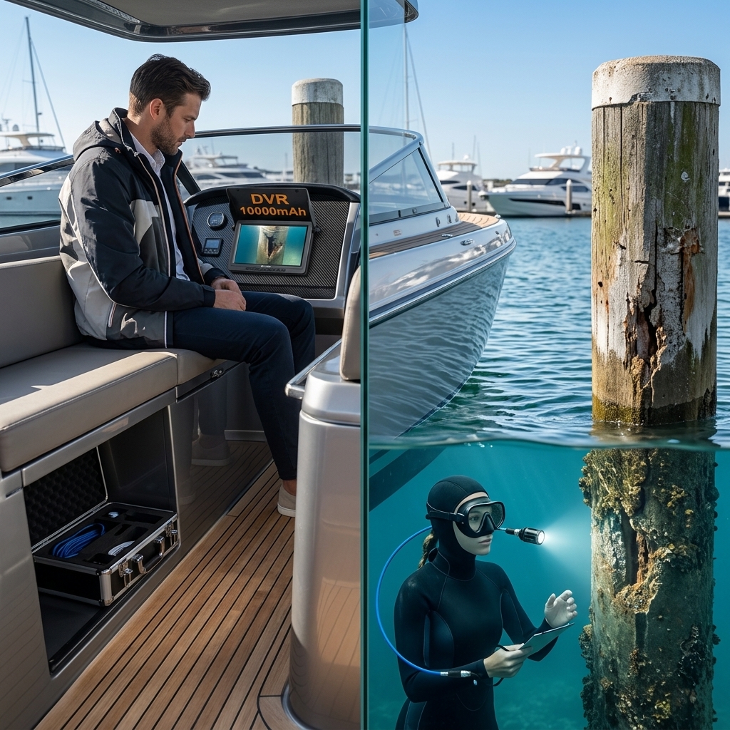 Inspecting Dock Pilings Below Waterline