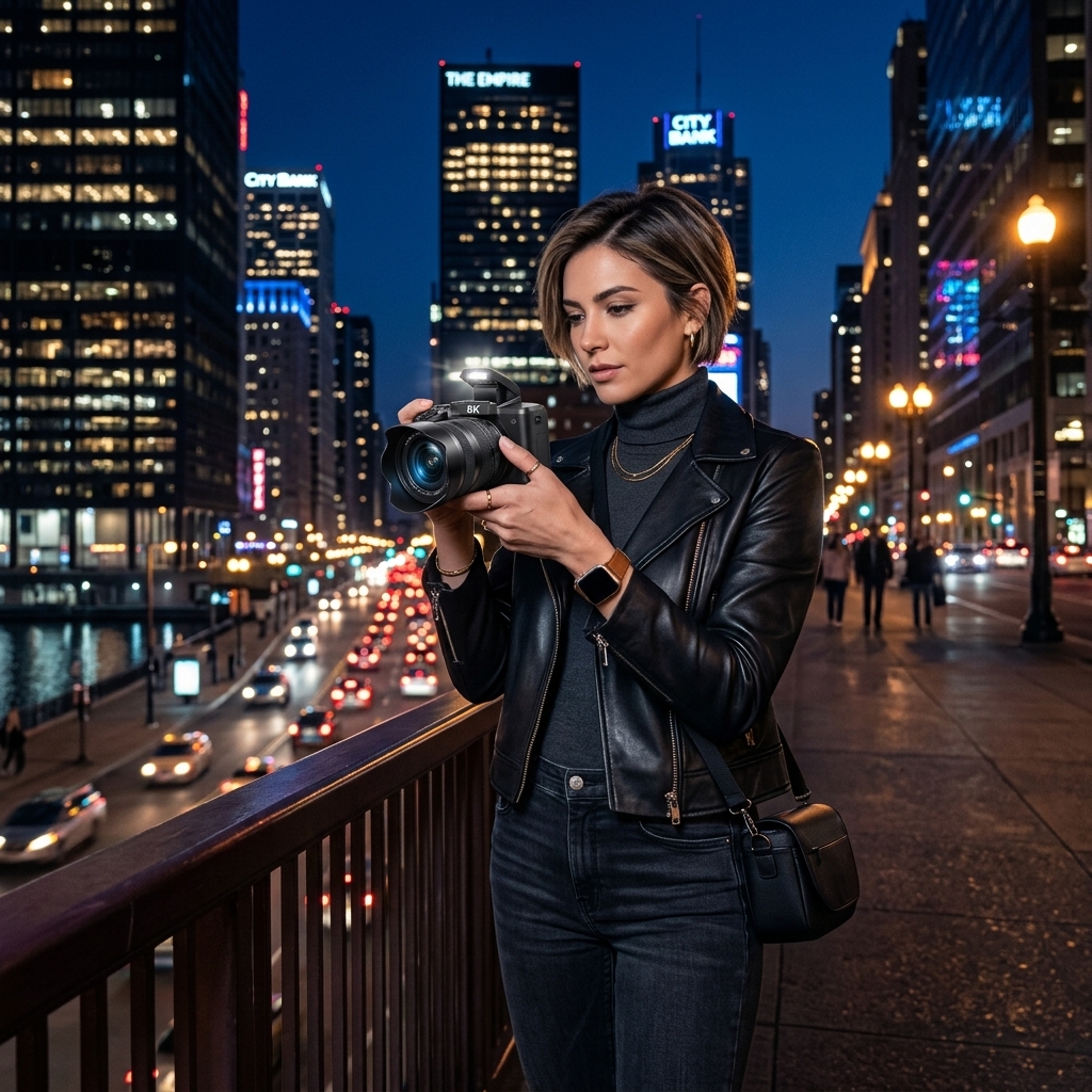 Shooting Downtown Buildings At Night