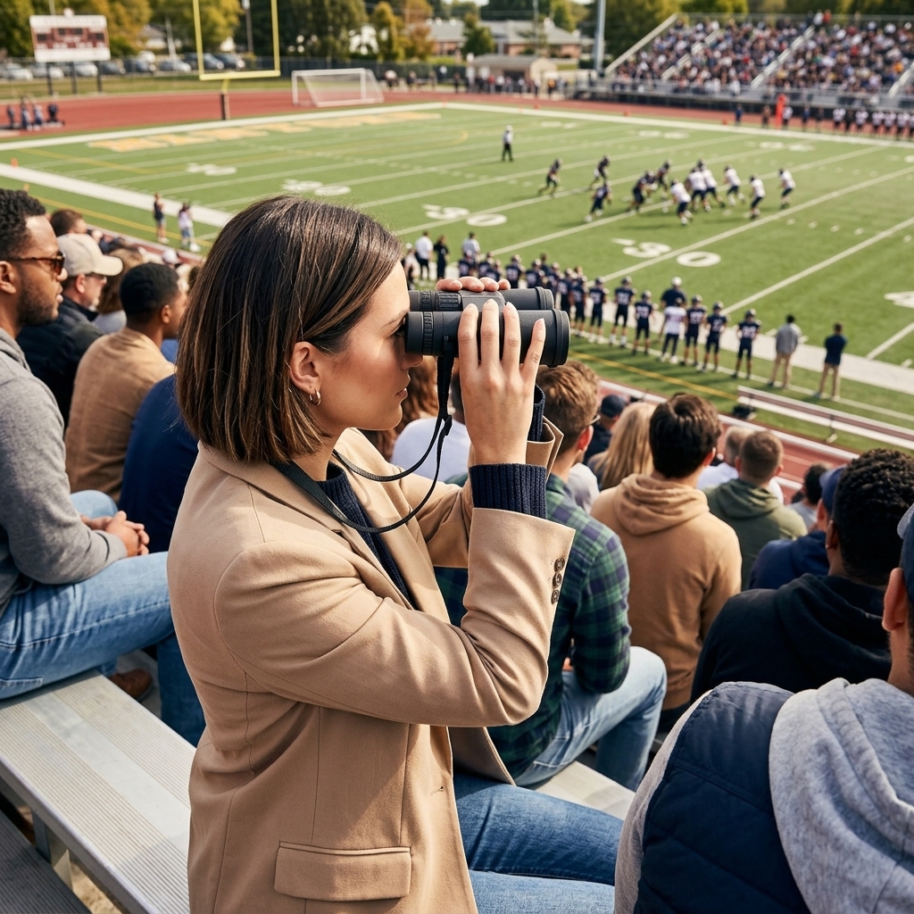 Following The Action From Bleachers