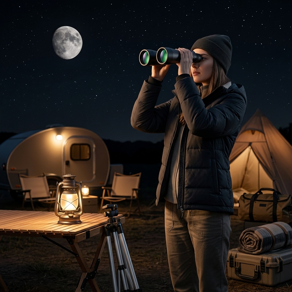 Moon Viewing At Camp After Dark