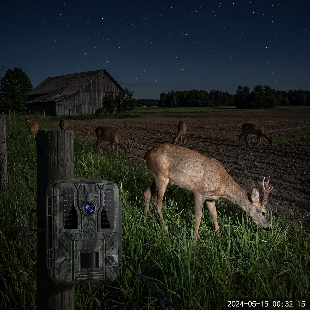 Midnight Animal Activity On Farmland