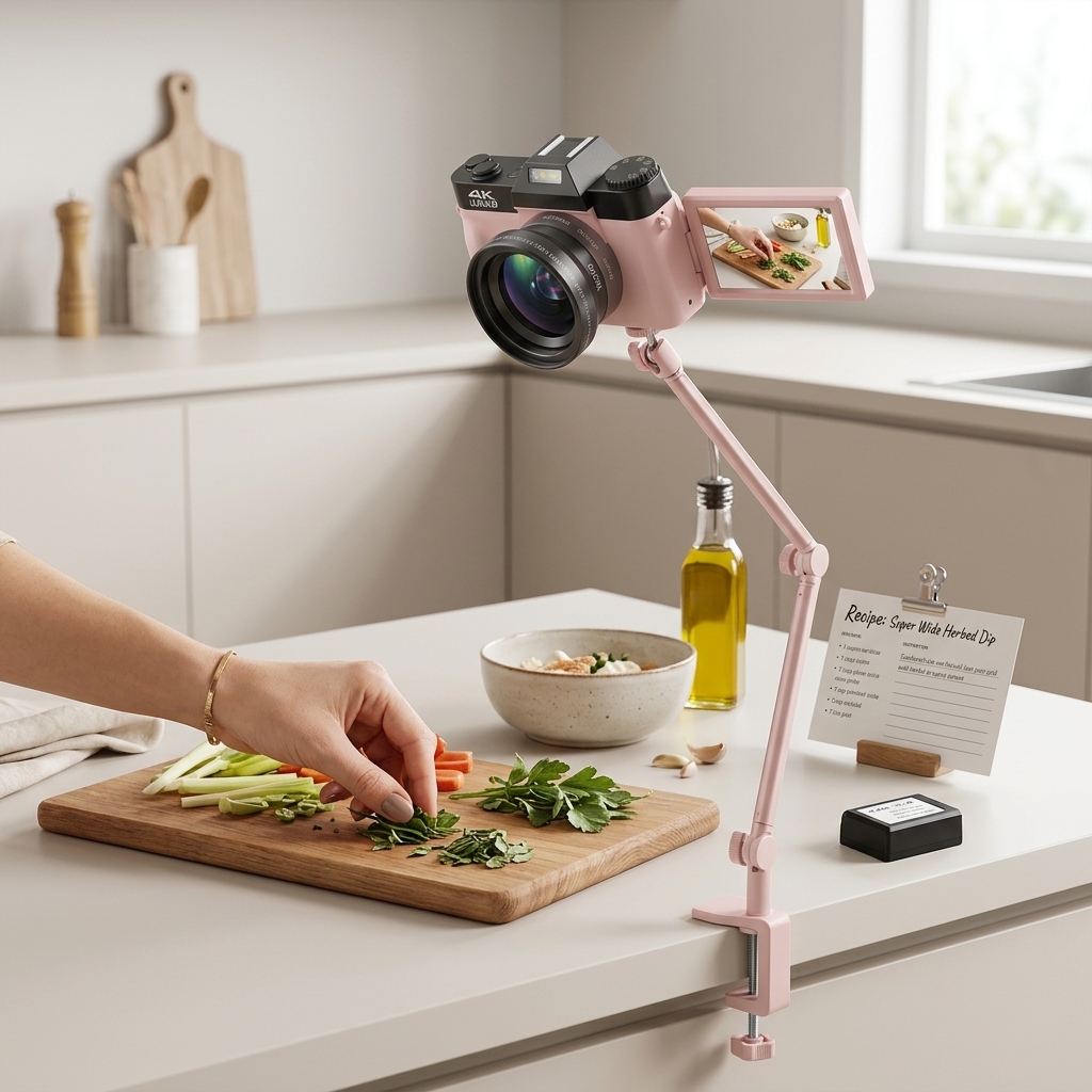 Overhead Recipe Clips In Kitchen