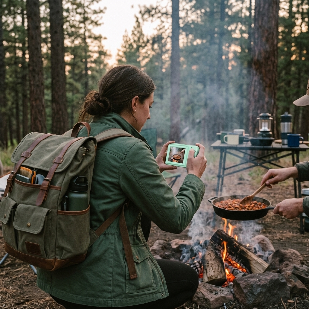 Campfire Cooking At Dusk