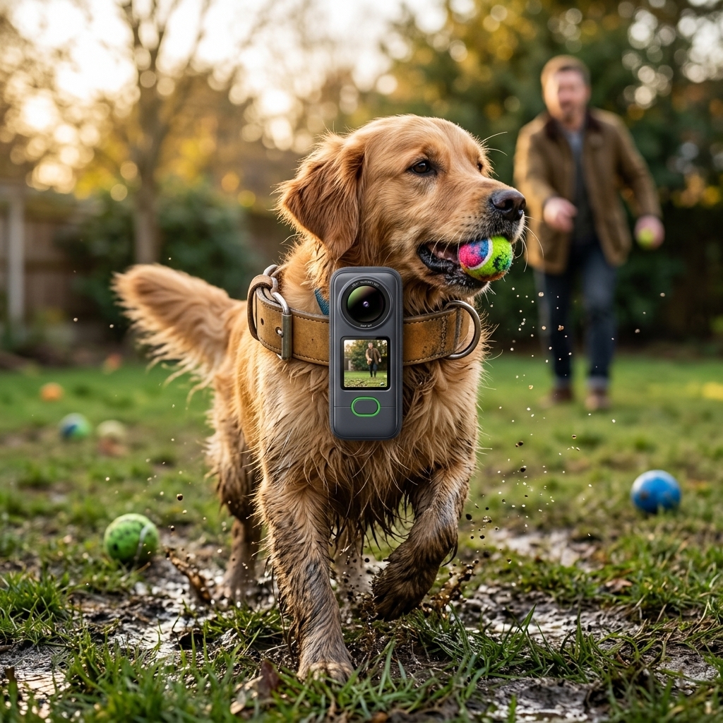 Dog Chasing Balls In Backyard