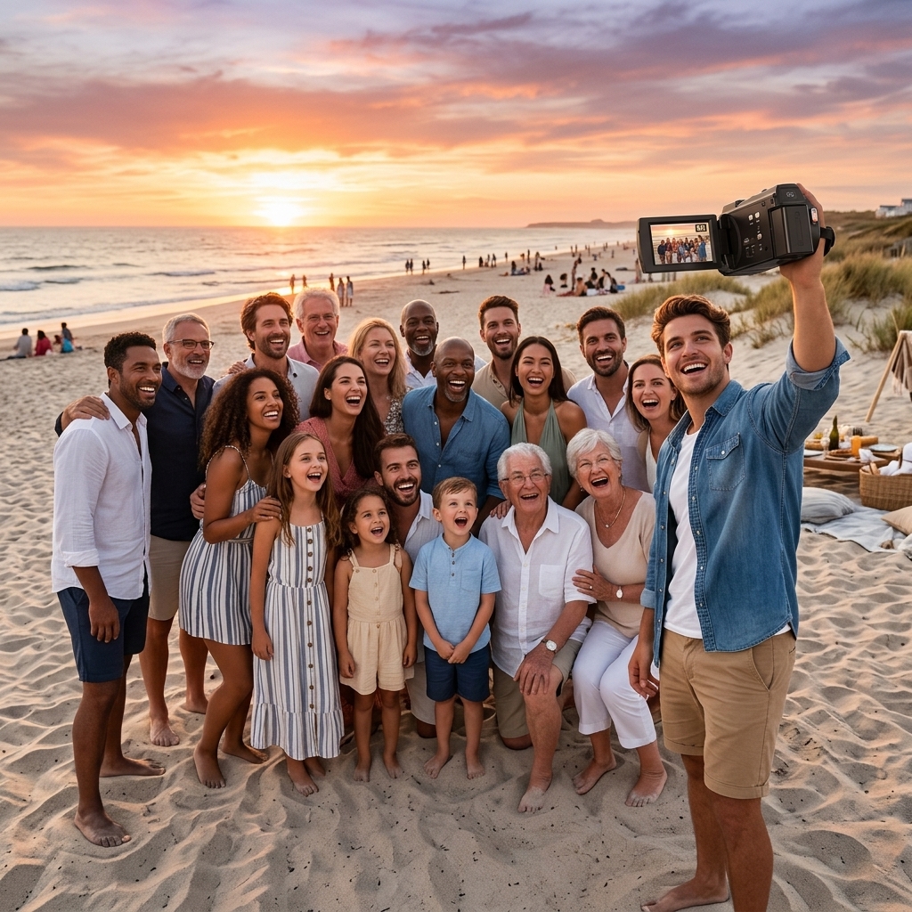 Beach Reunion Before Sunset