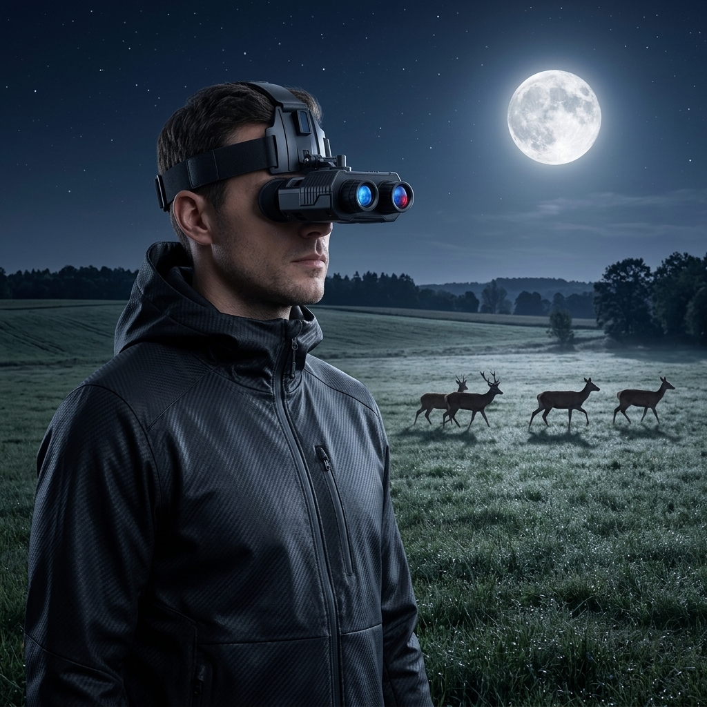 Moonlit Deer Across Open Fields