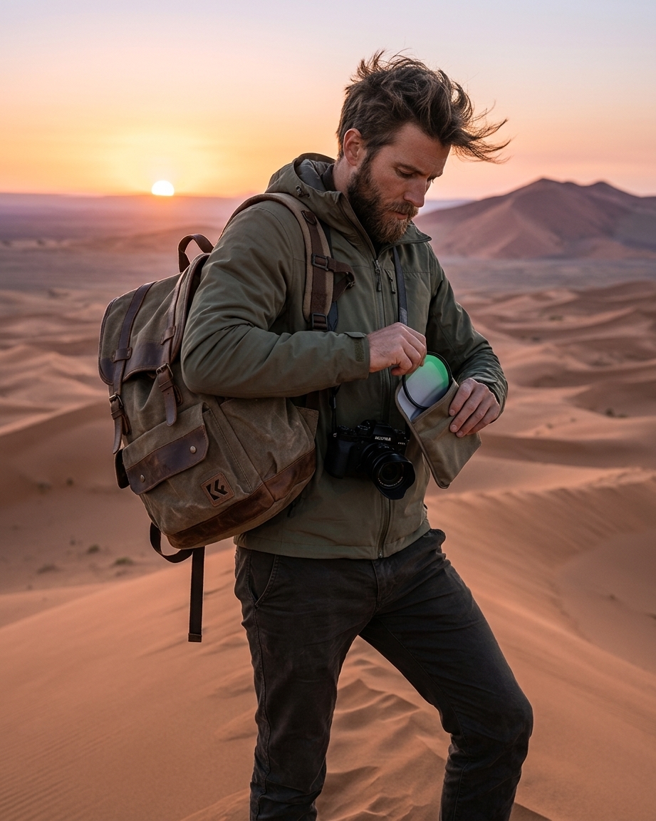 Sunrise Frames From Desert Dunes