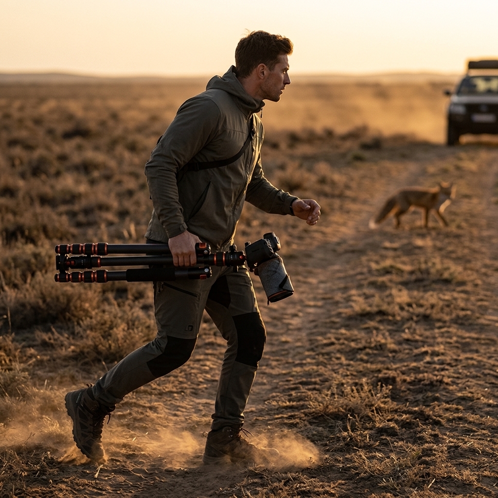 Fox Tracking At Dusk Flat