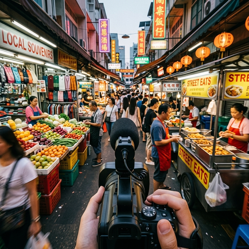 Walking Through A Busy Market