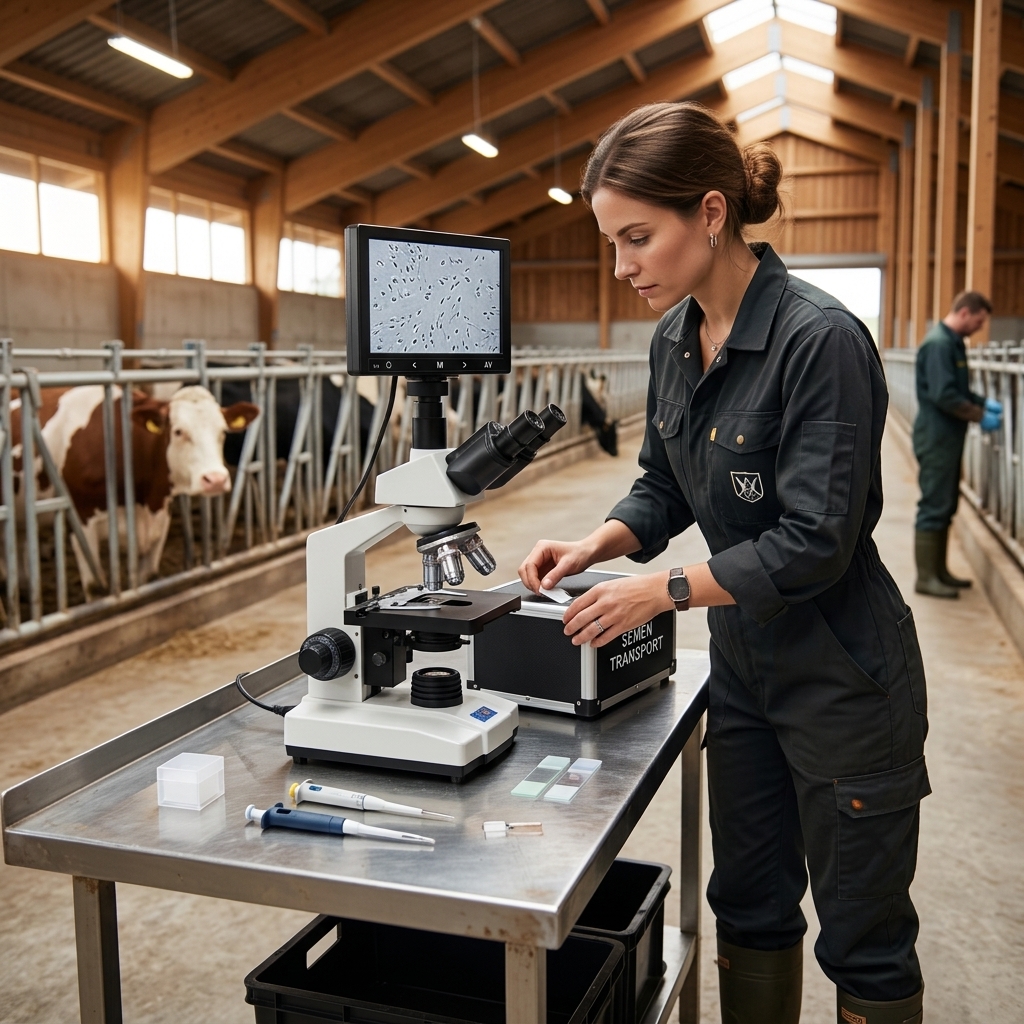 Checking Semen Motility At Barn