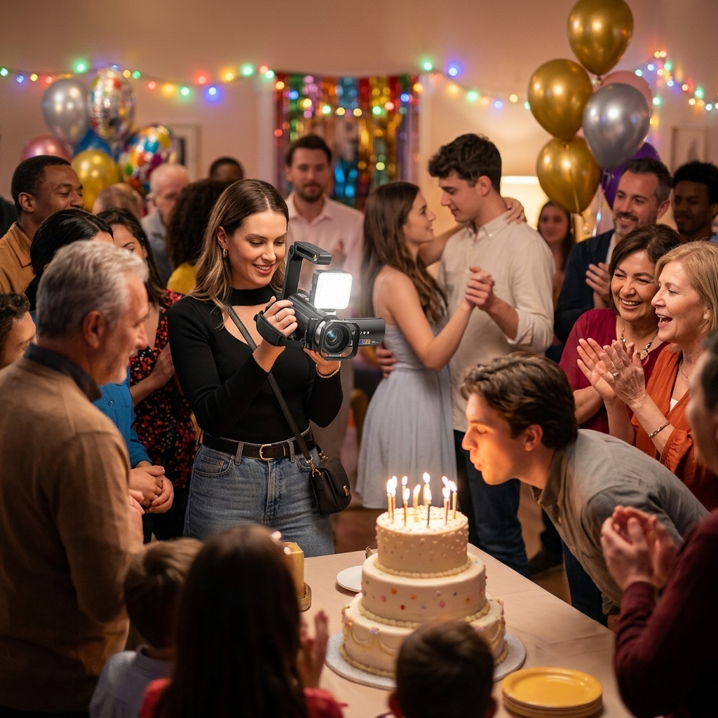Filming A Packed Birthday Party
