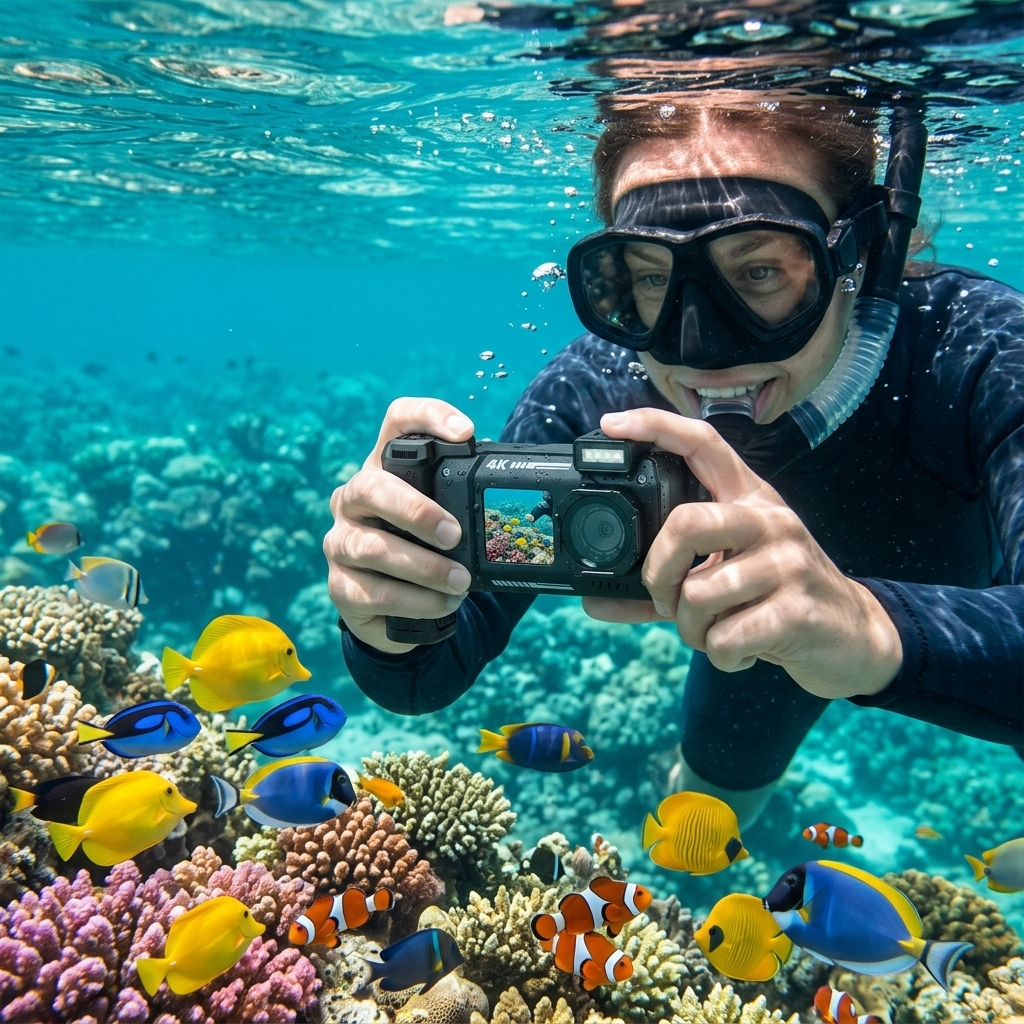 Recording Reef Views While Snorkeling