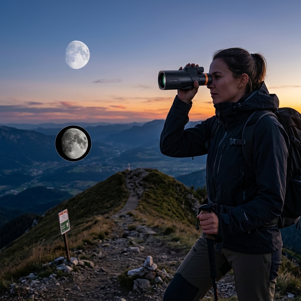 Dusk Moon Viewing On A Ridge