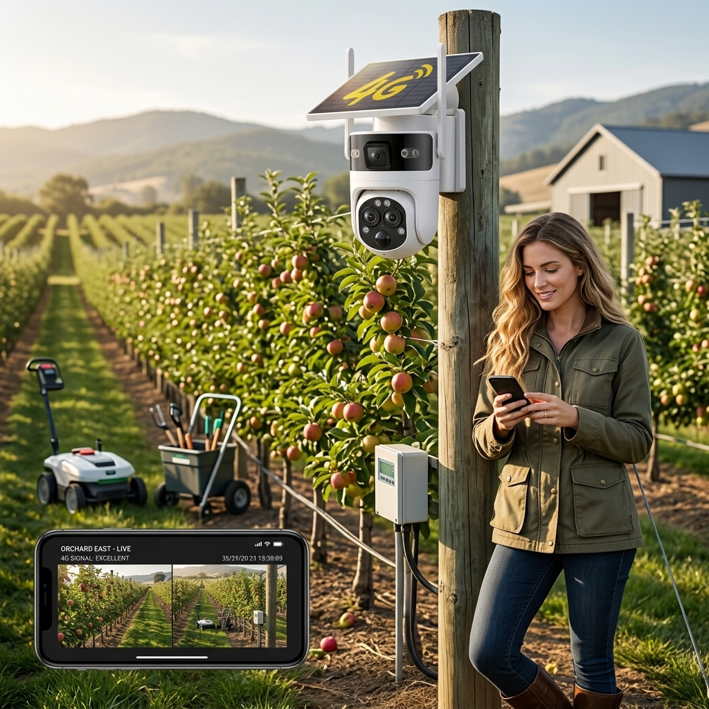 Watching Equipment Near Fruit Rows