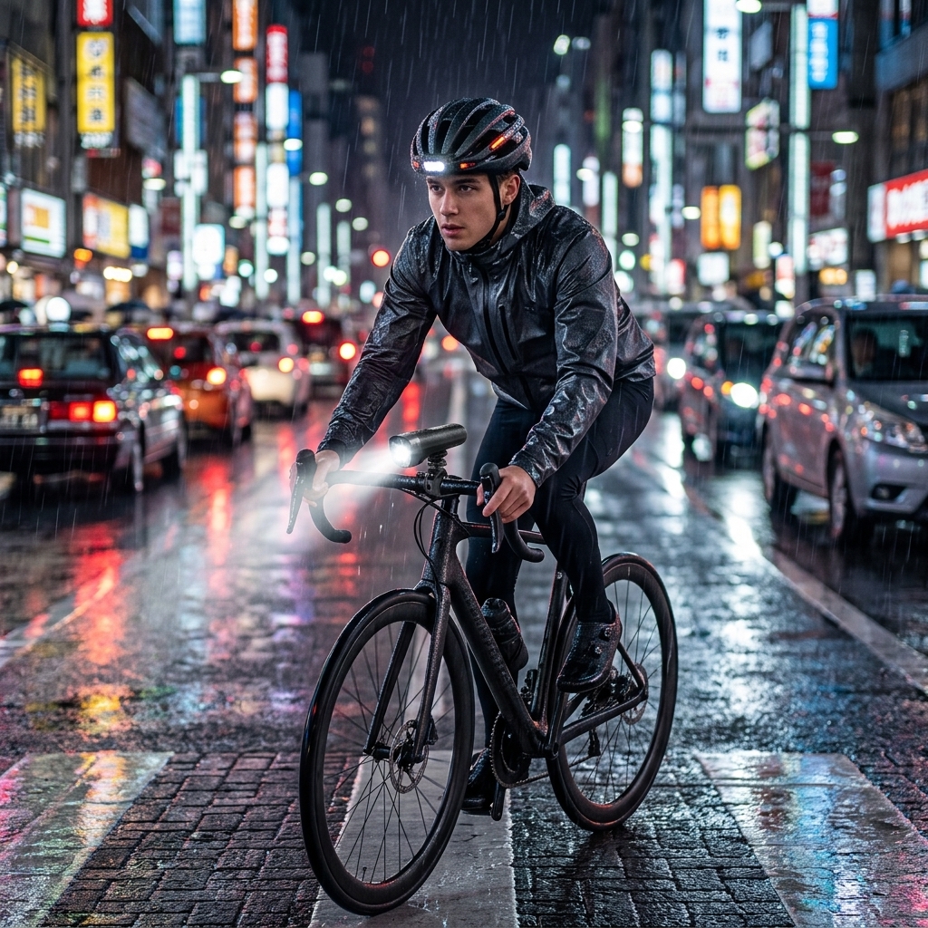 Rainy Night Commute Through Traffic