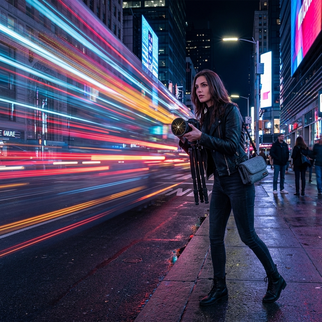 Neon Traffic After Midnight