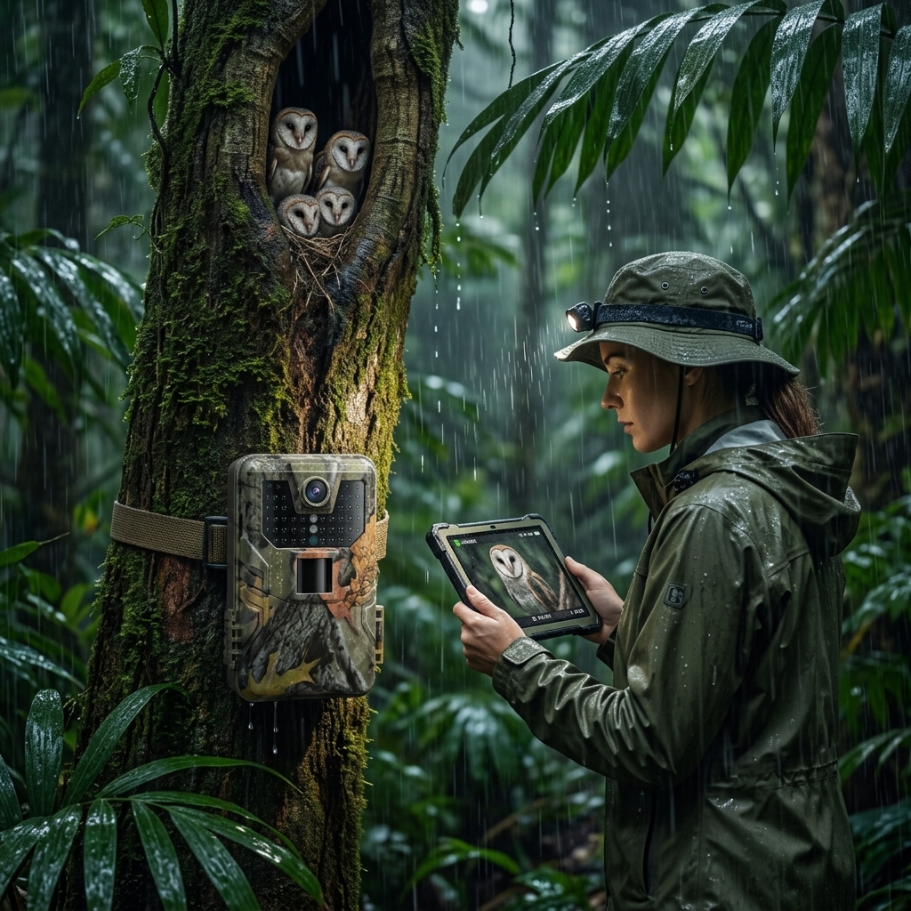 Checking Owls In Tropical Rain