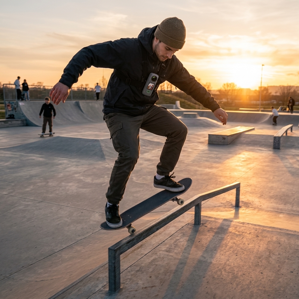 Skatepark Trick Runs At Sunset