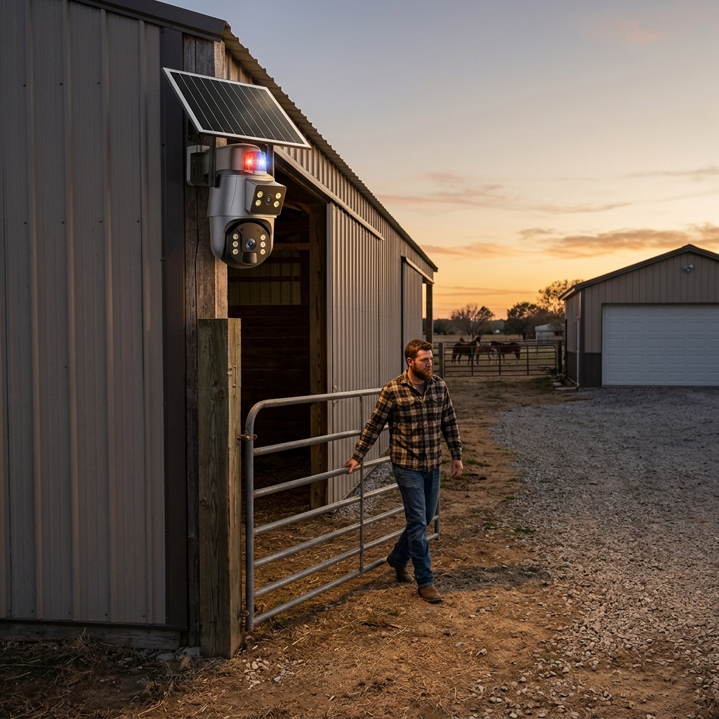 Dusk Gate Checks Near Barn