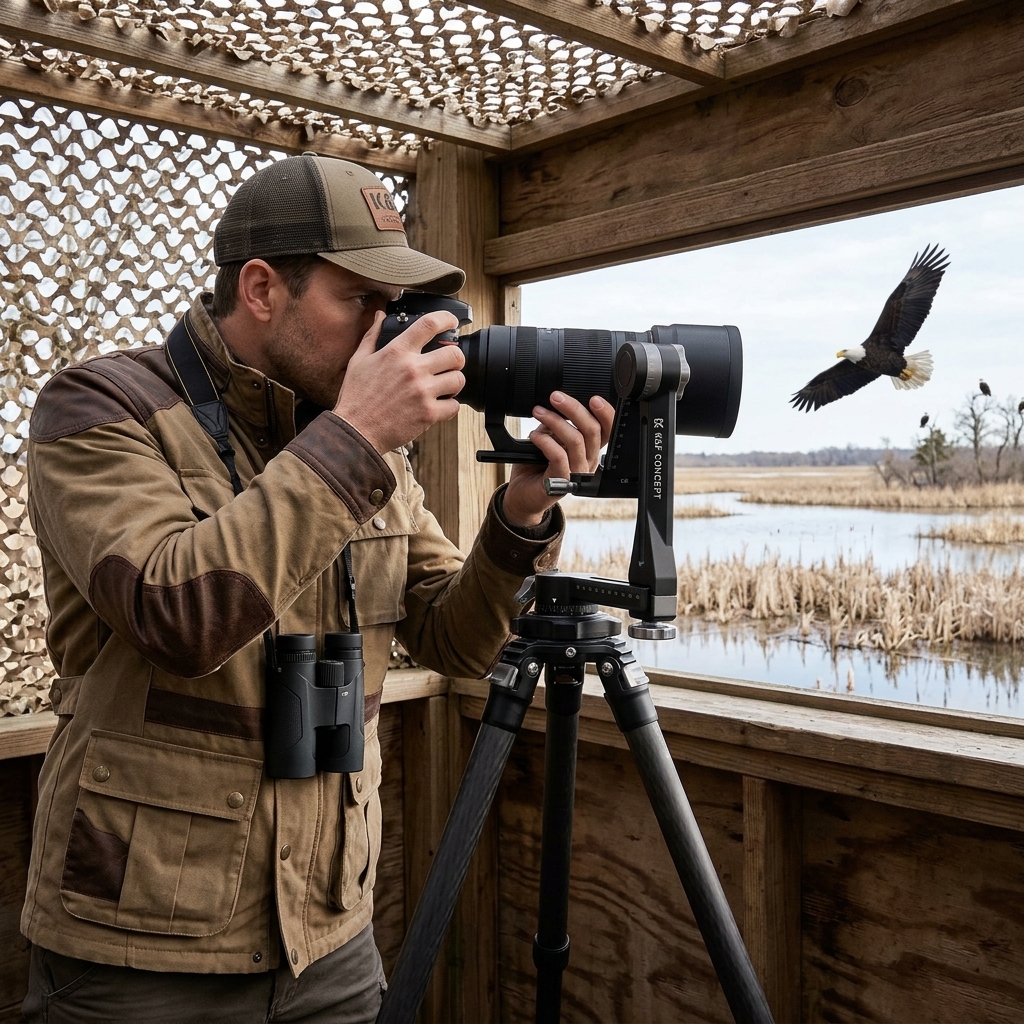 Eagle Watching From A Marsh Blind