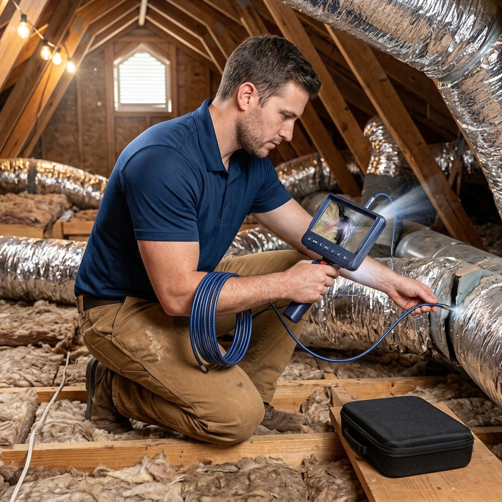 Inspecting Leaky Attic Ductwork