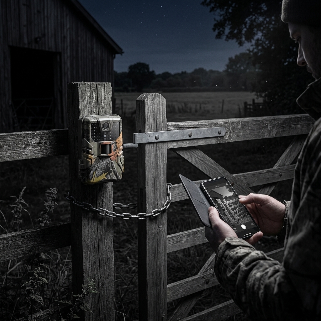 Checking Barn Gates After Dark