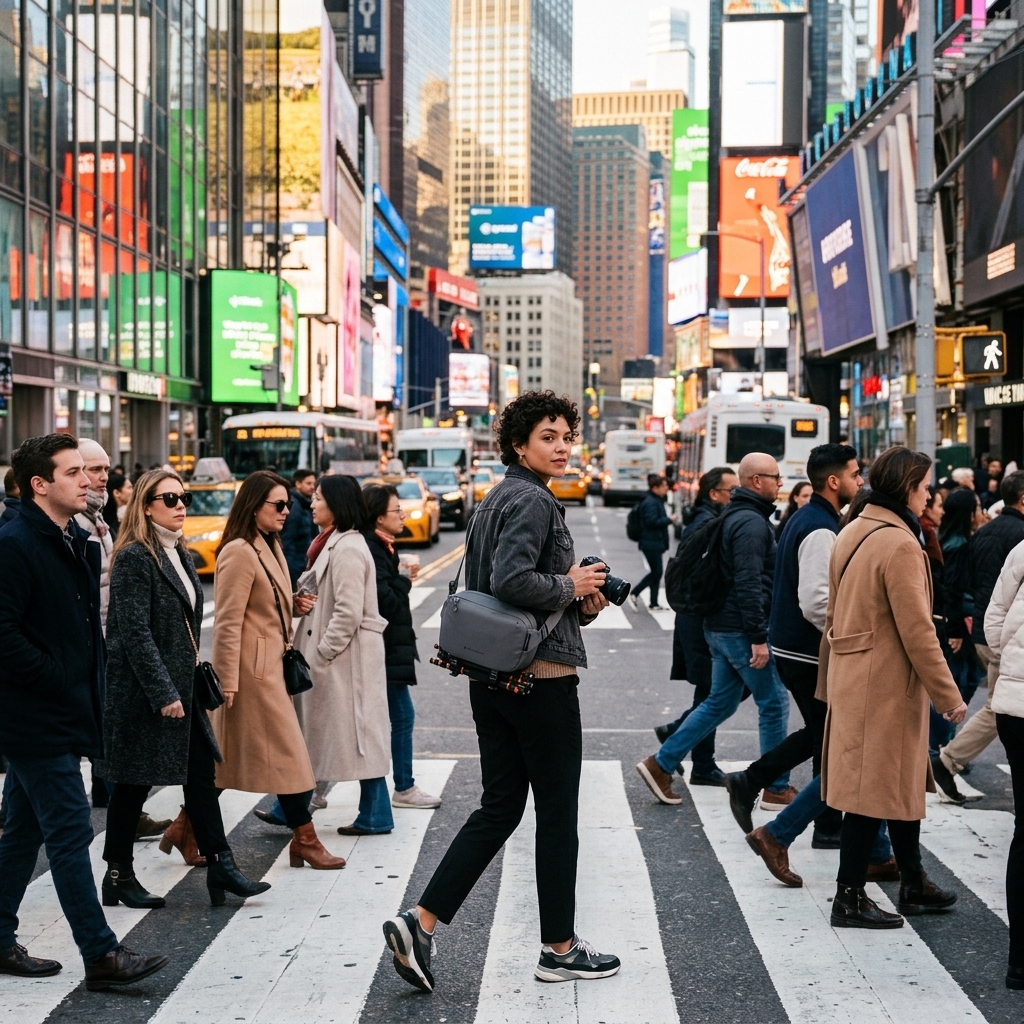Busy Downtown Crosswalk