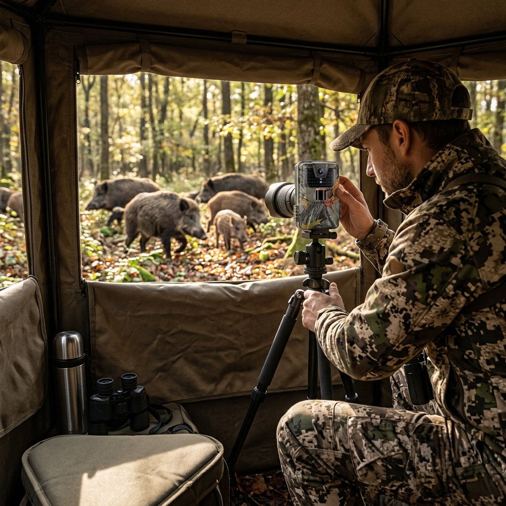 Boars From A Forest Blind