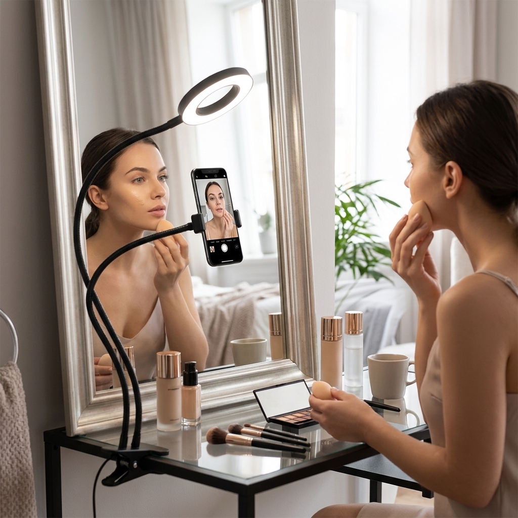 Morning Makeup By The Mirror