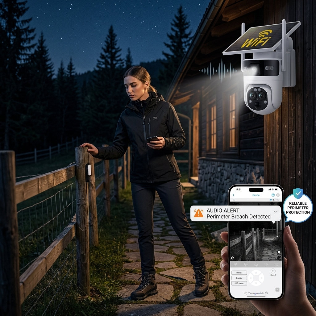 Checking Cabin Perimeter At Night