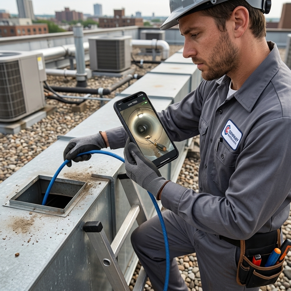 Checking A Rooftop Air Duct